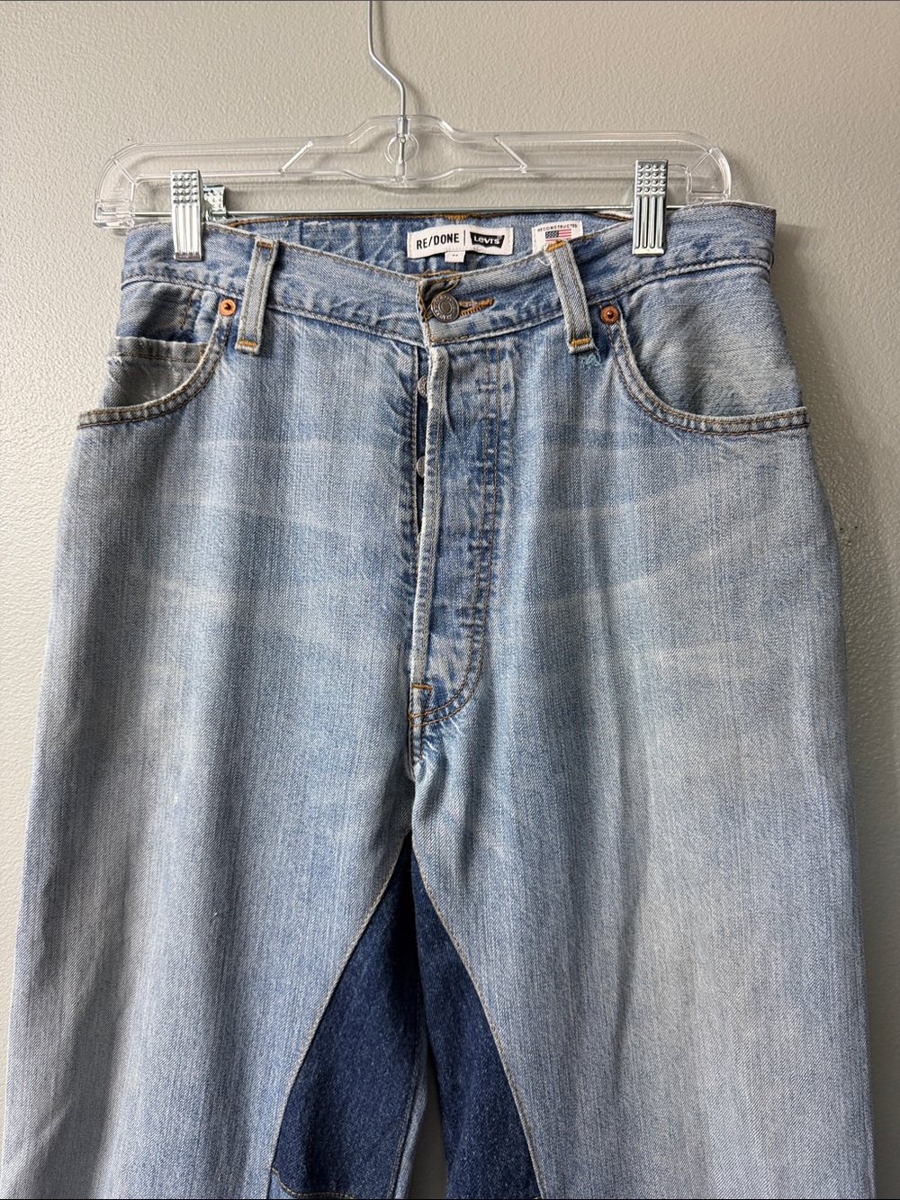 Re/Done x Levi's Patchwork Bell Bottom 60s 70s Hippie Flare Jeans 26 - Picture 8 of 12